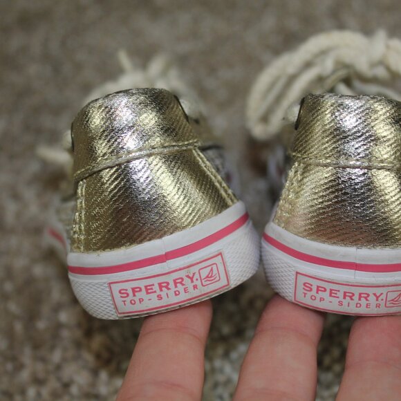 Sperry Baby Shoes Gold Leopard Cheetah Sequin Boat Infant Girls Size 5 M - Picture 4 of 6
